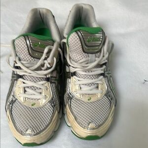 Asics Kids' Gray and Green Sneakers
